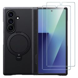 TORRAS Q3 Spin For Galaxy Z Fold 7 Case With 360 Magnetic Stand, Black