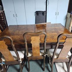 Vintage Chinoiserie Parquetry Six-Chair Dining Set