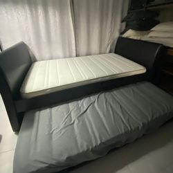 Twin Bed Frame With Matresses.  I Can Delivery For Extra Fee 