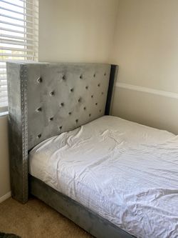 Grey or Black Velvet Full size bed | NEW IN BOX