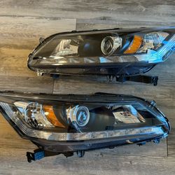 Headlight Assembly Compatible with 2013-2015 Honda Accord 4-Door Sedan Halogen Headlamp Replacement - Left Driver&Right Passenger Side