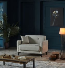 Convertible Beige Accent Chair - Modern Lounge Chair with Hidden Bed Functionality