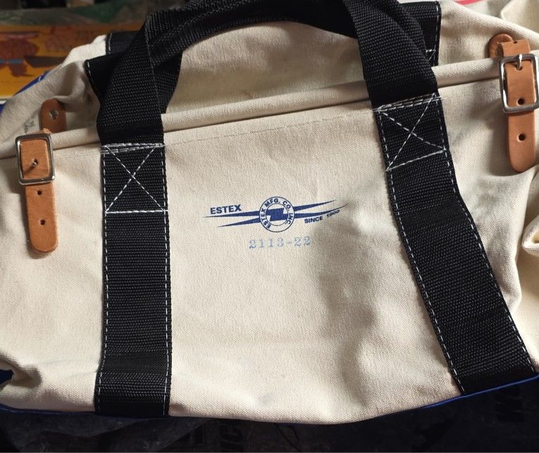 Heavy Duty Canvas Tool Bag Estex MFG Co Leather Strap Utility Duffel Workwear