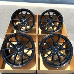 18” TESLA MODEL 3 original factory rims in new satin black - exchange available