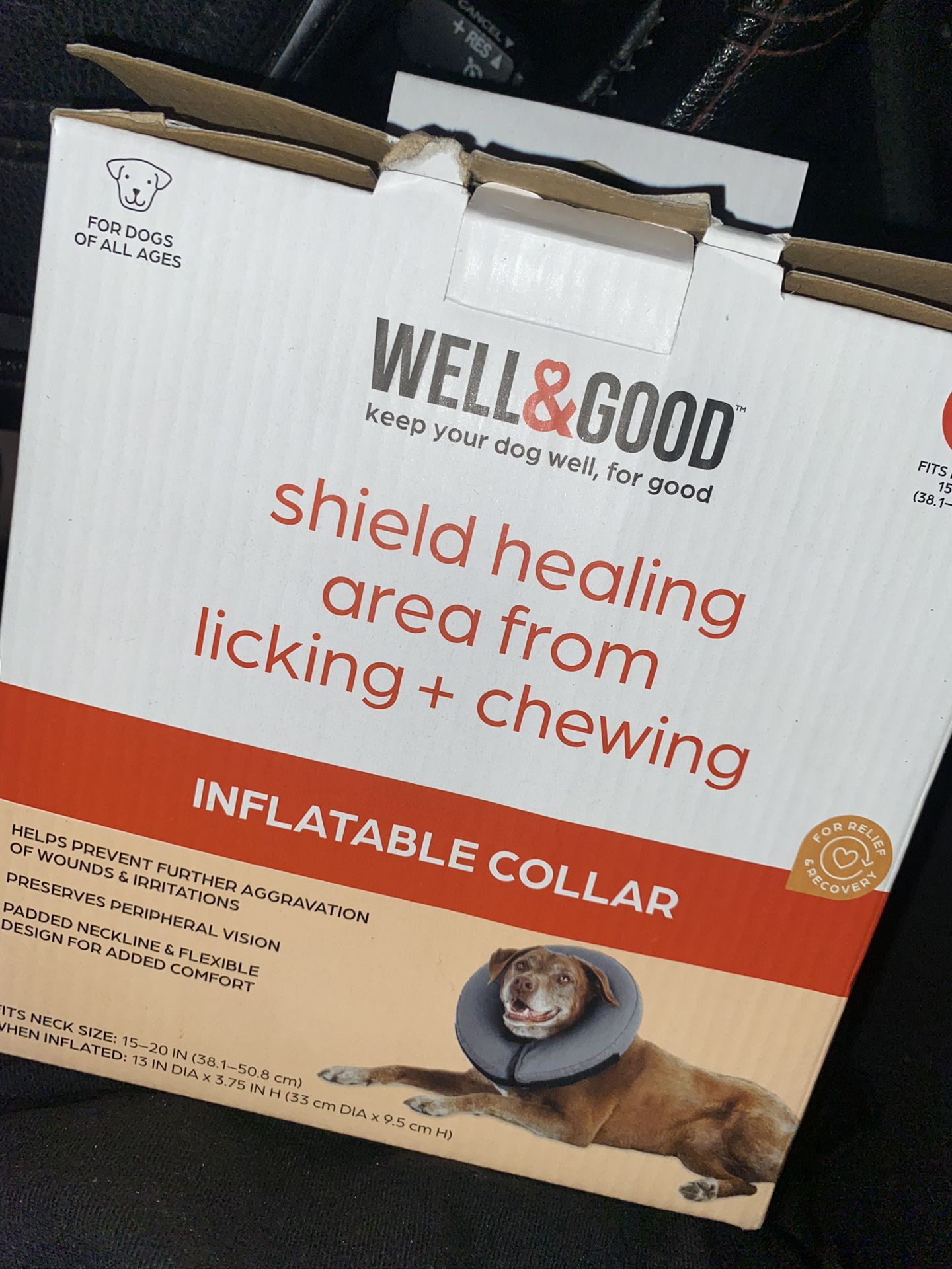 Well & Good Inflatable Collar for Dogs and Cats, Medium