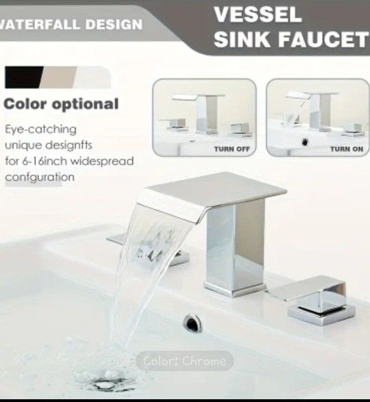 Chrome 3 Hole Waterfall Bathroom Faucet