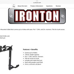 Bike Rack for 2-4 Bikes by Ironton still  available If add Is Up