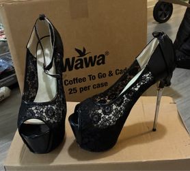 6 inch lace high heel, size 8