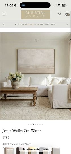 Christian Modern – “Jesus Walk on Water” Framed Canvas (75” x 45”)