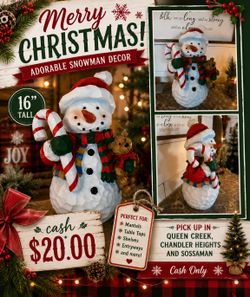 ☃️☃️Adorable Chiseled Snowman Christmas Decor – Ready for the Holidays! ☃️☃️