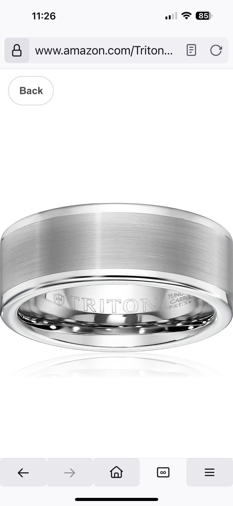 Triton Tungsten Black Men’s 8mm Wedding Ring
