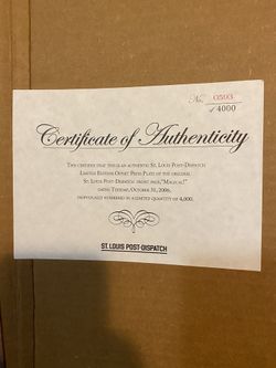 Newspaper press. Cardinal won 2006 World Series. Limited edition