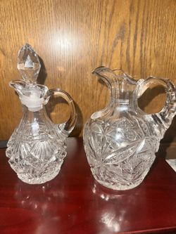 Vintage Crystal Small Decanter And Pitcher 