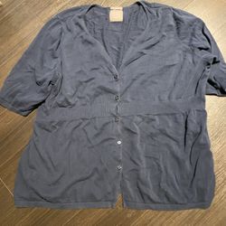 Old Navy Women's 4X Blue Button Up Short Sleeve Sweater