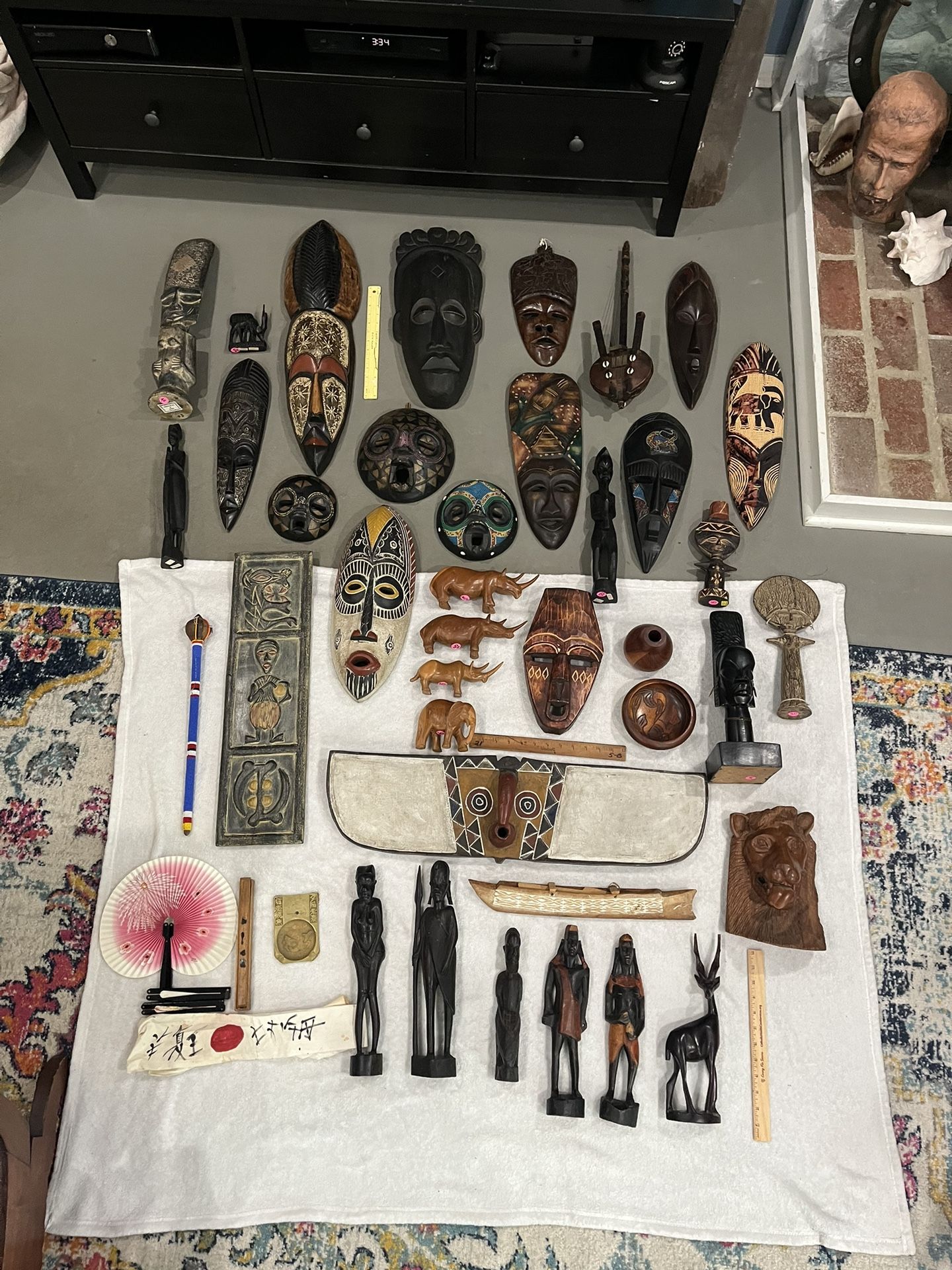 Collection Of Antique African Masks And Statues
