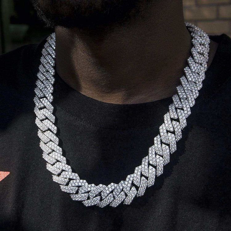 18” Diamond Prong Link Choker (19mm) in White Gold,All Products : American Fashion Style Bags On Sale