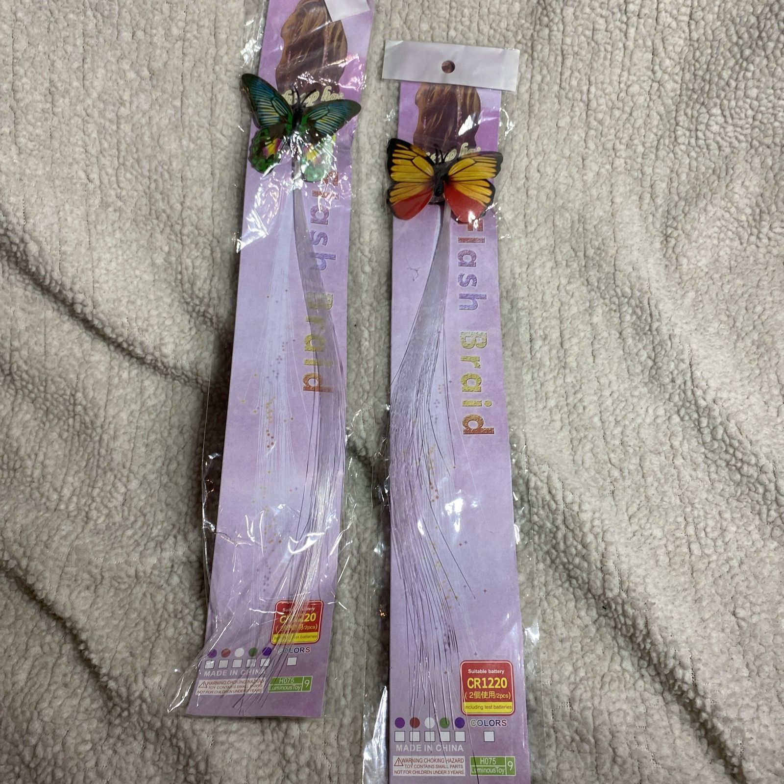 Flash Braids LED Butterfly Hair Clips 2 Pair