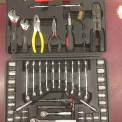 MECHANICS TOOL SOCKET WRENCH SET METRIC / MM AND STANDARD / SAE : Sockets Wrenches Pliers 1/4” 3/8” Drive