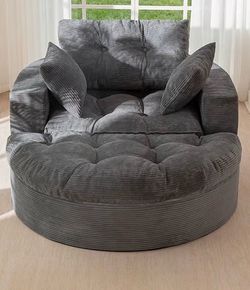 Large Round Tufted Oversized Accent Chair
