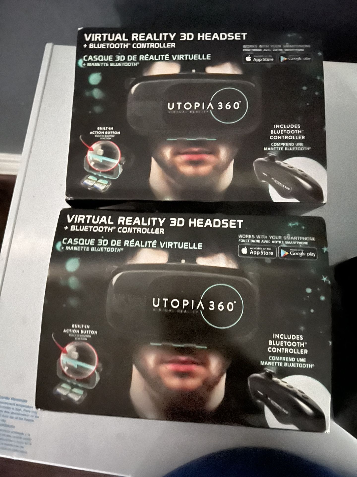 VIRTUAL REALITY 3D HEADSET  BLUETOOTH CONTROLLER