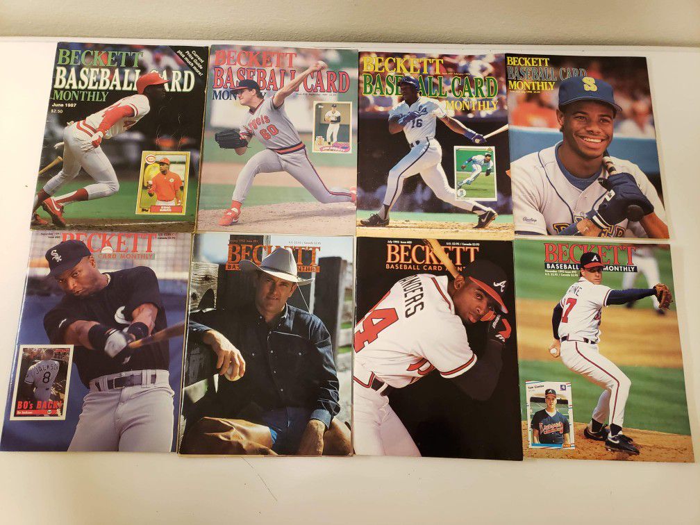 Group of 8 Beckett Baseball Card Monthly Magazines 1987-1992 - $30 All or $7 Each