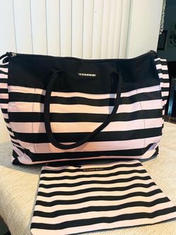 Victoria's Secret Striped Tote Bag with Pouch