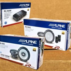 Alpine R-Series Car Speaker System 4 Channel Power Amplifier 6 1/2" Coaxial & Component 600 Watt Package 🚨Payment Options Available🚨No Credit Needed