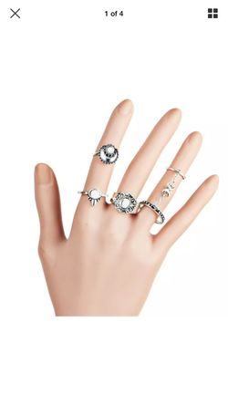 5pcs Vintage Gypsy Moon Carved Midi Rings