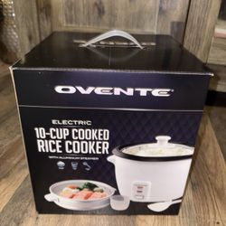 New in Box Ovente Electric 10-cup Cooked Rice Cooker with Aluminum Steamer