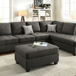 Brand New Ash Black Reversible Sec  With Ottoman 