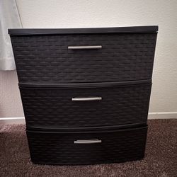 3 Drawer Black Plastic Storage 
