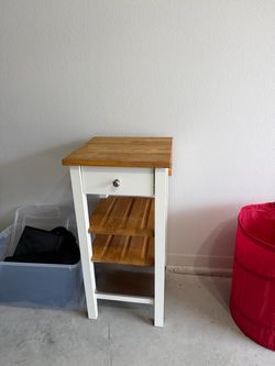 Small Kitchen Cart with Butcher Block Top