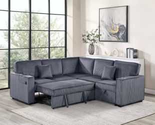 Corduroy sectional sleeper with storage