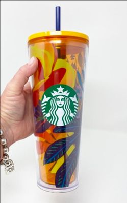Starbucks Summer 2022 Tropical Orange Floral Venti Cold Cup Tumbler