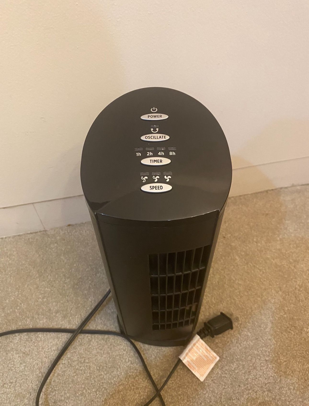 Intertek 3 Speed Tower Oscillating Fan Black