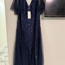 Blue plus size Dress