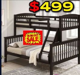Twin Full Expresso Bunkbed with Orthopedic Mattress Included