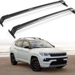 Roof Rack Cross Bars Fit for Jeep Compass 2018 2019 2020 2021 2022 2023 2024 2025 Black Crossbars Luggage Carrier Bars Accessories
