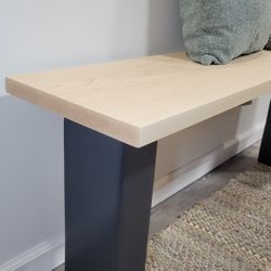 Modern Bench – Solid Maple Top | Black Legs