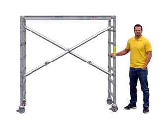 UP-RIGHT ALUMINUM FRAME ROLLING PORTABLE ADJUSTABLE 7 FOOT SCAFFOLDING & 7' PLANK - MADE IN USA