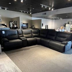 Black 6pc Power Reclining Sectional 