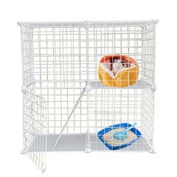  2 Tier Metal Cat Cage Indoor Detachable Cats Cages DIY Pet Playpen Portable Removable Kitten Collapsible Playpen for Small and Medium Cats Kittens Ki