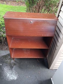 Mid century solid wood secretary desk