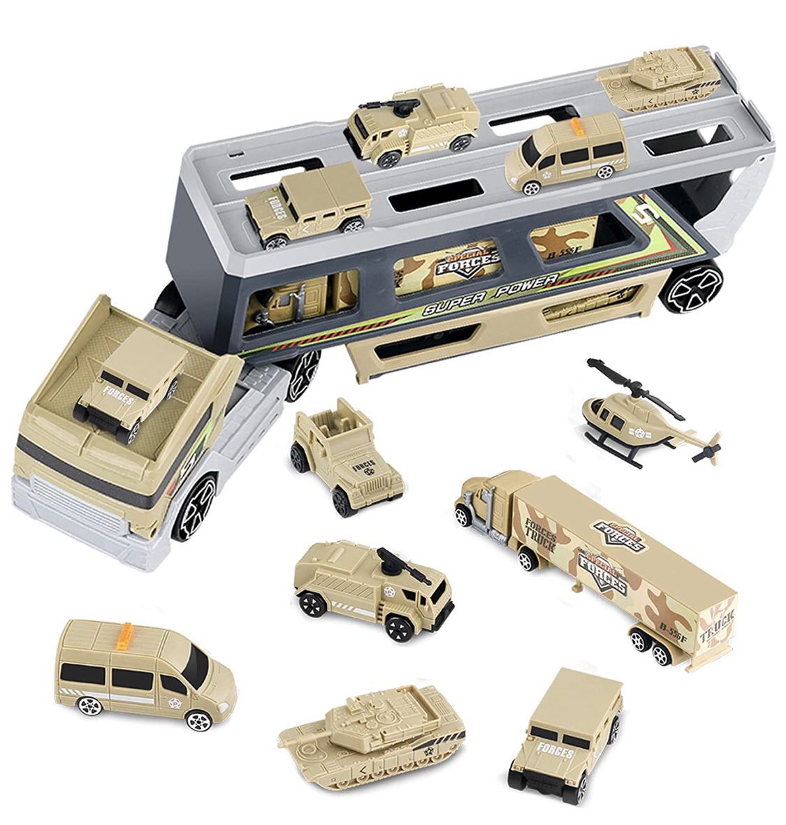 Brand new Military Truck Set, pingqian 7 in 1 Mini Die-cast Battle Car (pick up only)