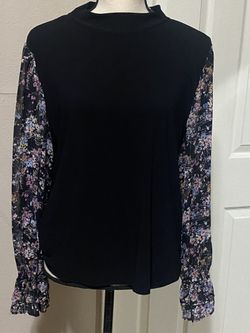 Cece Floral Long Sleeve Blouse Size Large