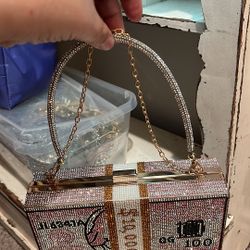 Rhinestone Money Clutch 