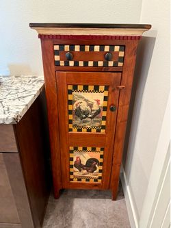 Storage Cabinet with Rooster Accent