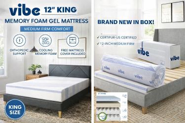 King size mattress 12"  memory foam gel Medium ((cover free))