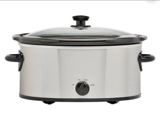Mainstays 6 Quart Oval Slow Cooker with Stainless Steel Finish and Glass Lid