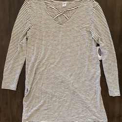 Womens Black White Stripe Shirt Tunic XS Extra Small NEW